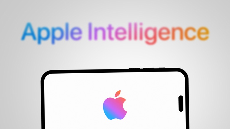 Apple Intelligence above iPhone screen