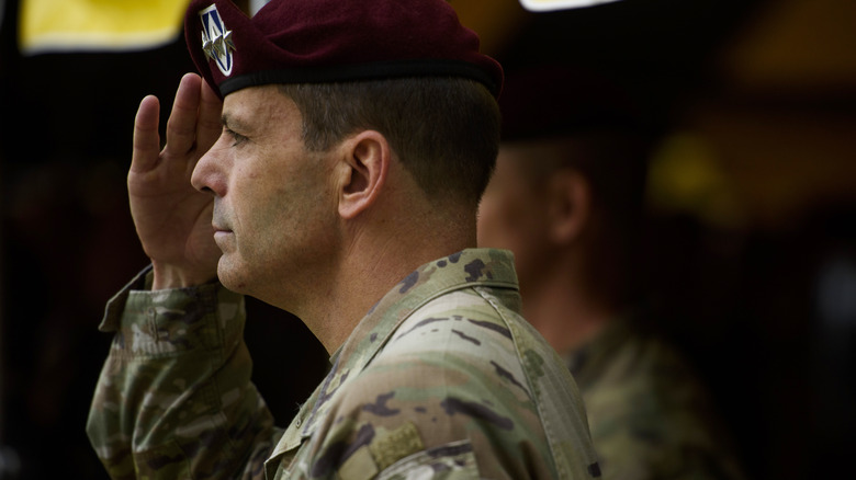 Lt. Gen. Christopher Donahue salutes