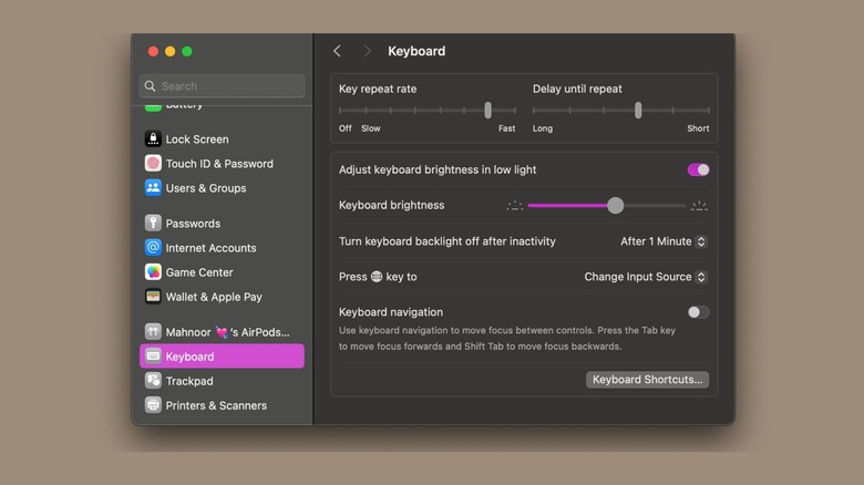 tweaking MacBook's keyboard settings