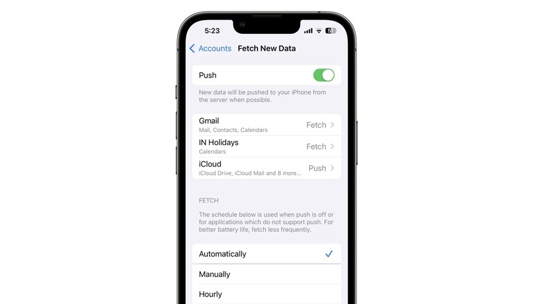 iPhone Mail Fetch settings