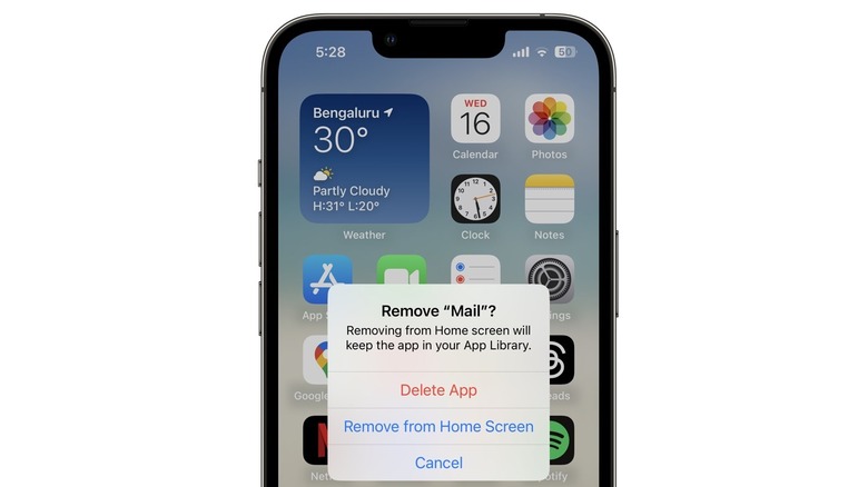 Delete Mail app on iPhone