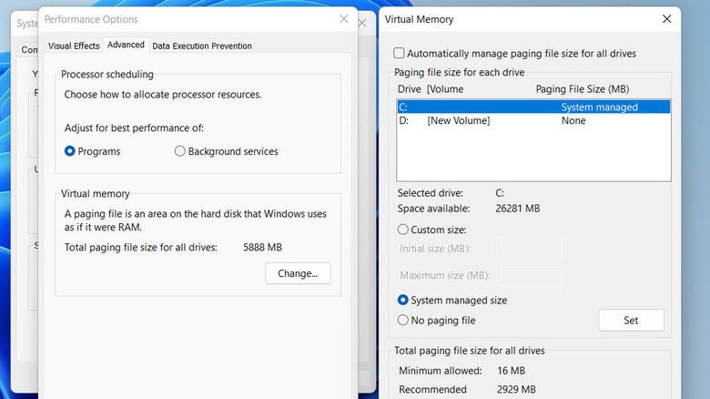 increasing virtual memory in Windows