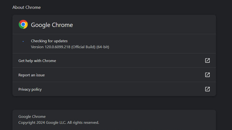 update Chrome menu