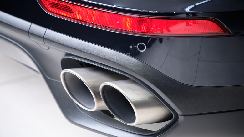 The exhaust tip muffler pipe of a car