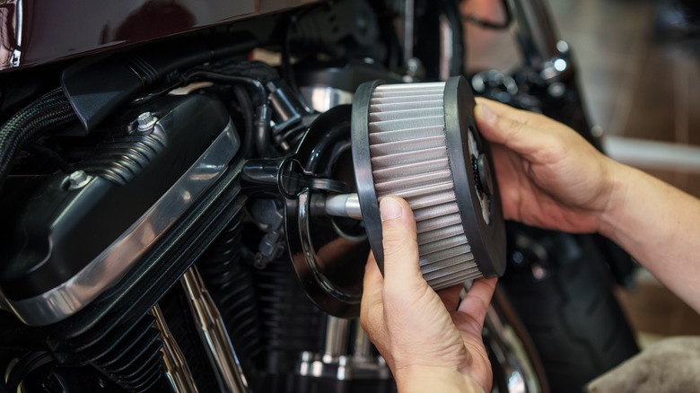 Motorcycle air filter inspection