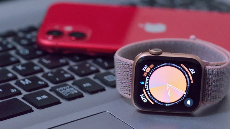 Apple Watch with pink face