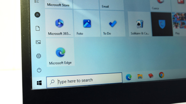 Windows 10 Start menu opened