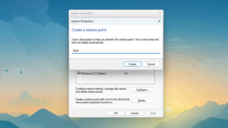 Creating a Windows 11 restore point