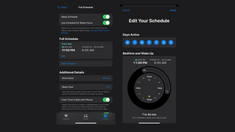 iPhone Health App Sleep Schedule