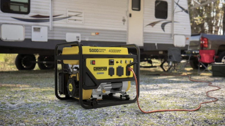 Champion Power Equipment generator powering a 5th wheel camper