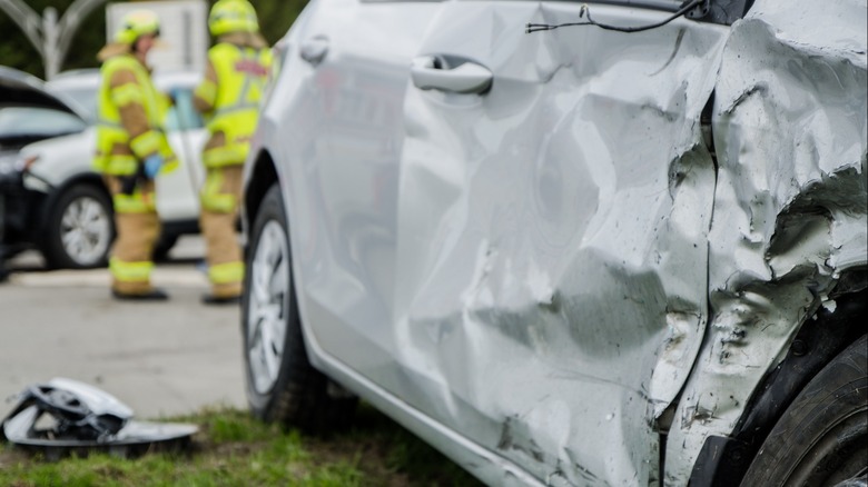 Crumpled car body