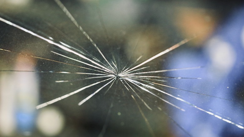 Cracks on a car windshield