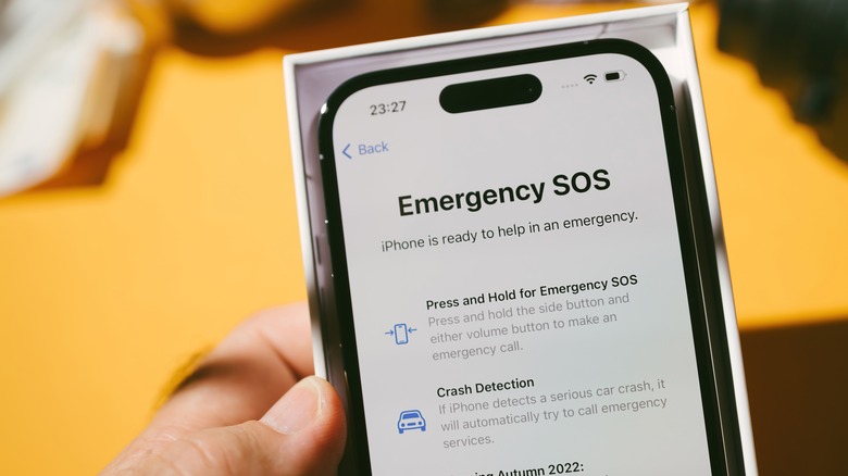 iPhone emergency SOS setup page