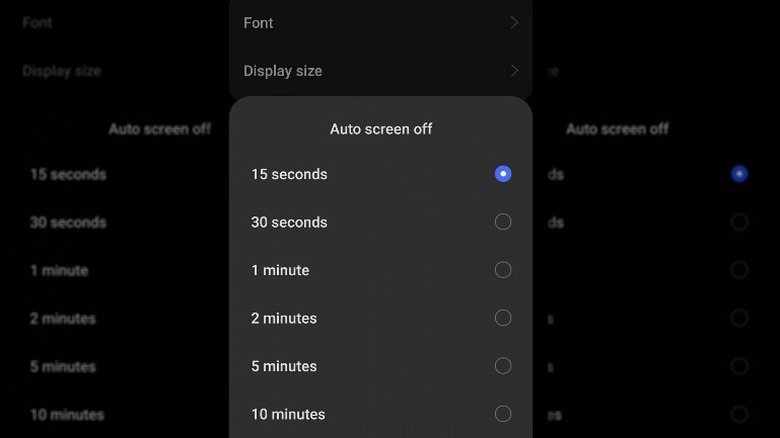 Screen timeout settings Android