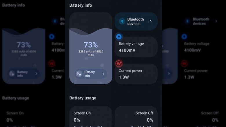 Battery info of Android phone