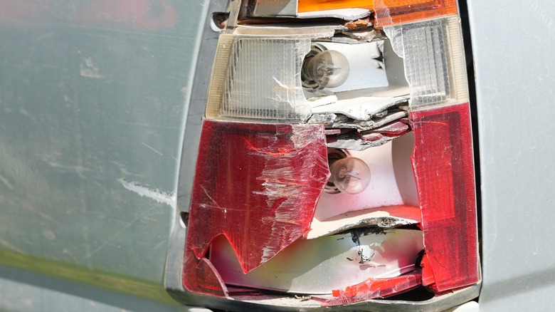 Broken car tail light