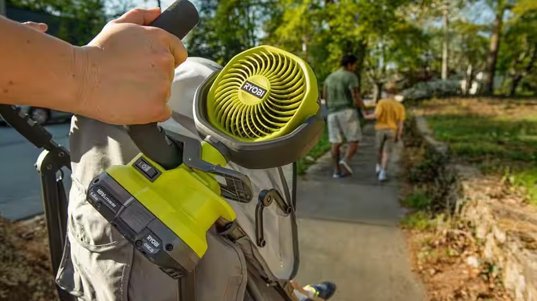 Ryobi fan on stroller