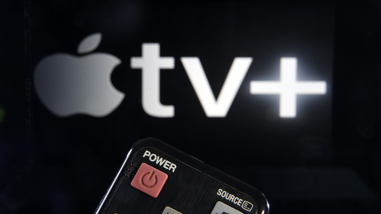 apple tv+ logo and remote