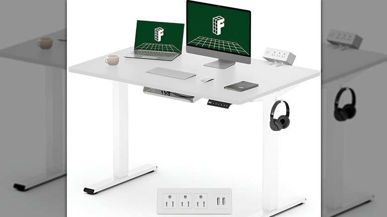 Flexispot desk on white background