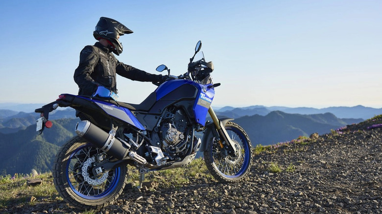 rider by yamaha tenere 700 on mountain