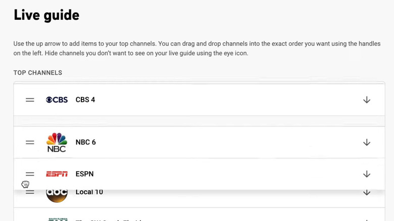 YouTube TV Live guide view