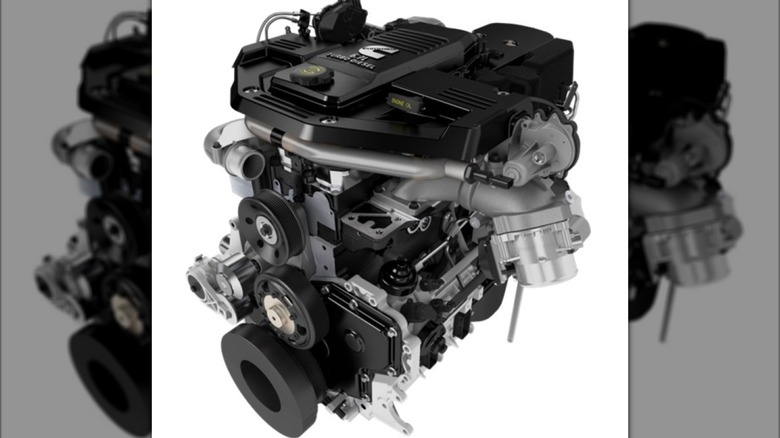 A remanufactured 6.7 Cummins turbo diesel engine