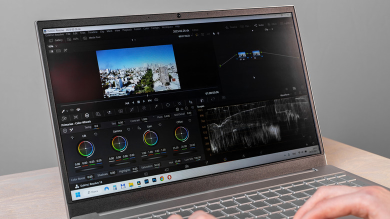 Editing using DaVinci Resolve on laptop