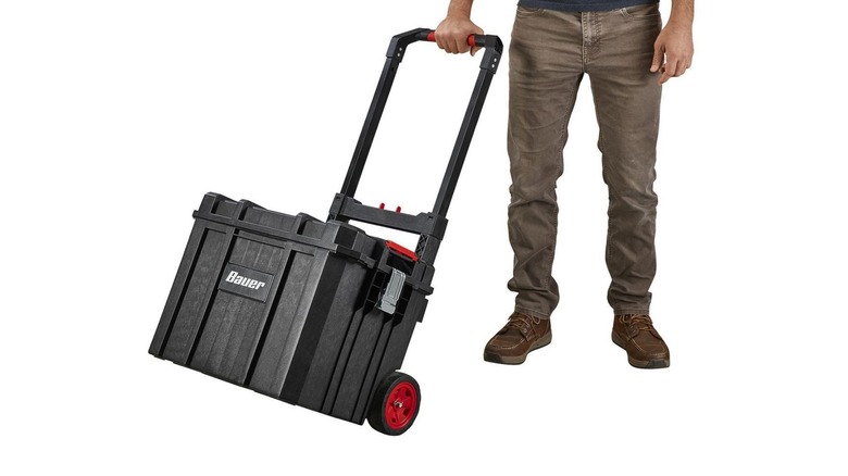 A person with a Bauer rolling tool box