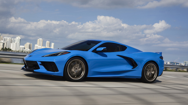 Chevrolet Corvette Stingray at speed on the highway