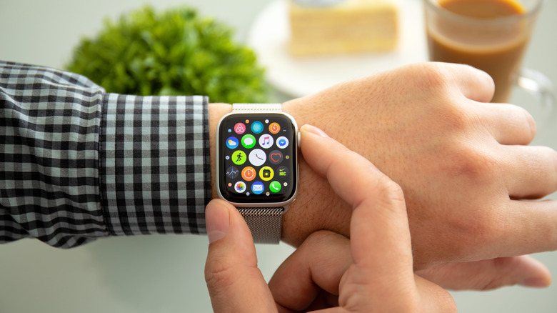 person using Apple Watch on their wrist