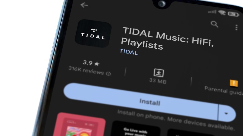 Tidal app store listing