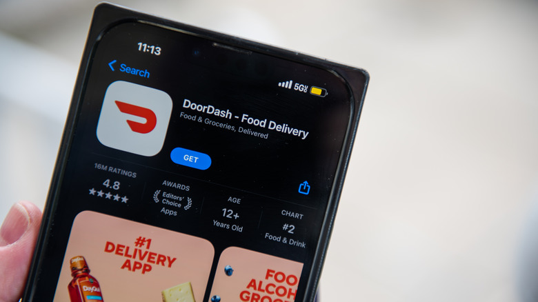 The DoorDash application on a smartphone