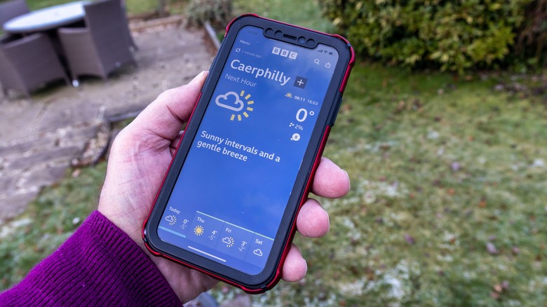 iPhone displaying a weather app