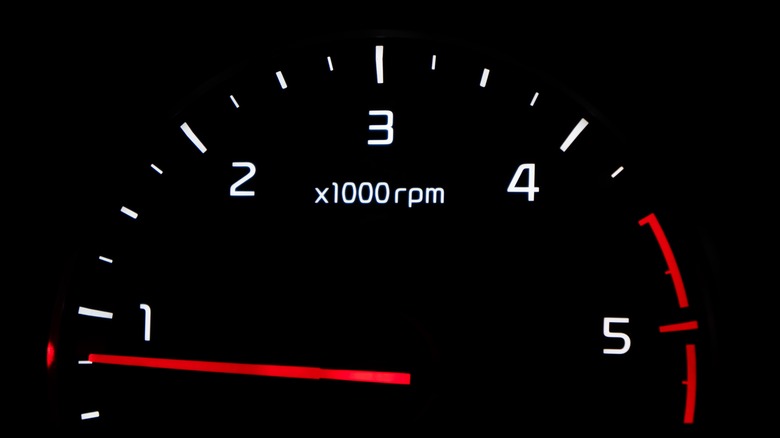 Black tachometer at 1