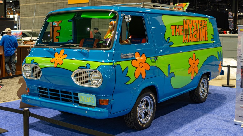 Mystery Machine van on display at event