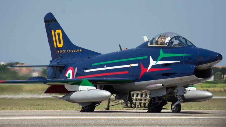 A Fiat G.91 on the runway