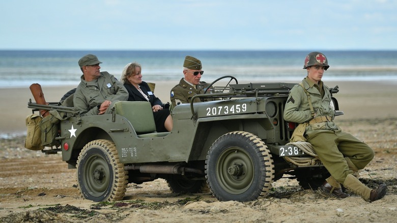 Willys MB jeep with reenactors