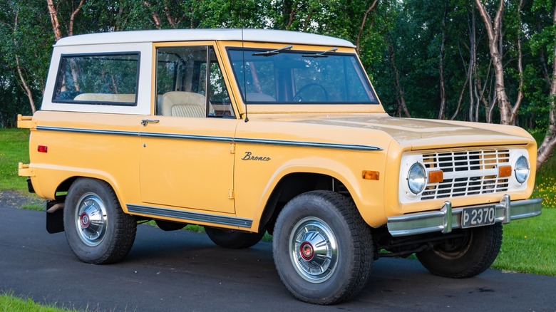 a yellow first-generation Bronco