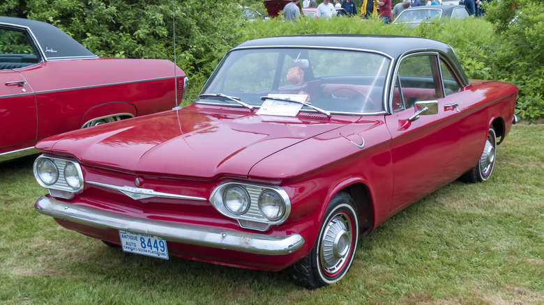 Front view of parked Chevrolet Corvair