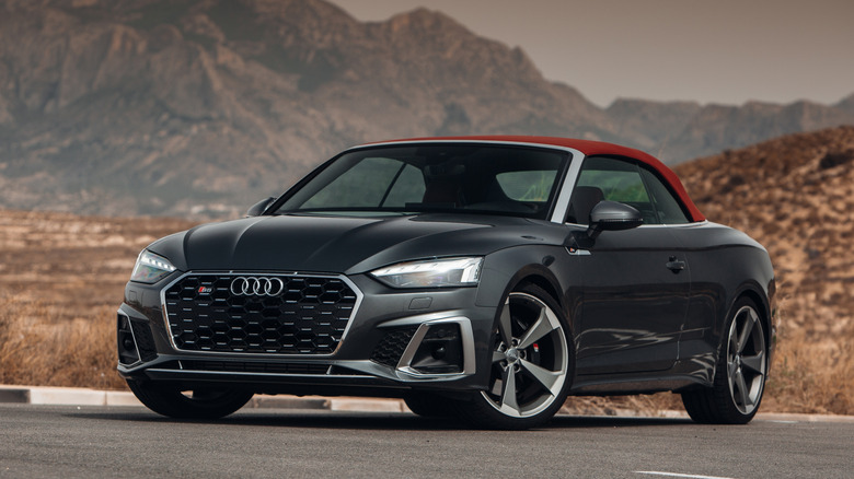 Black 2023 Audi A5 on a desert road