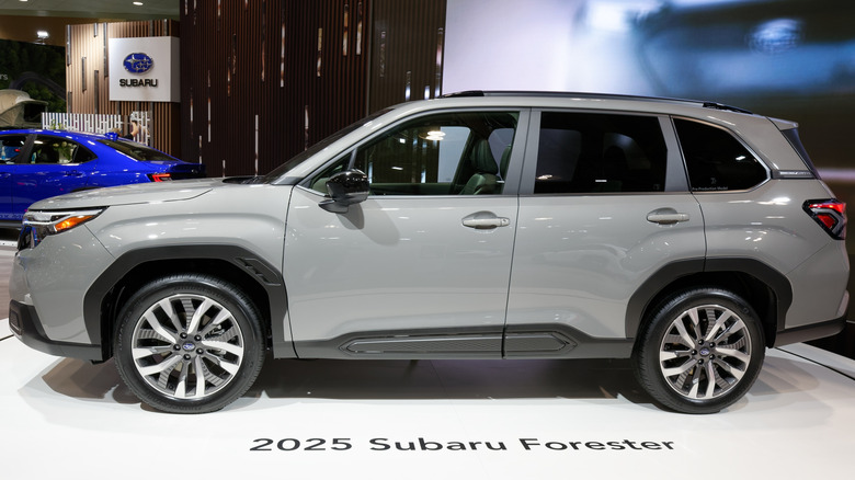 2025 Subaru Forester on display in a showroom