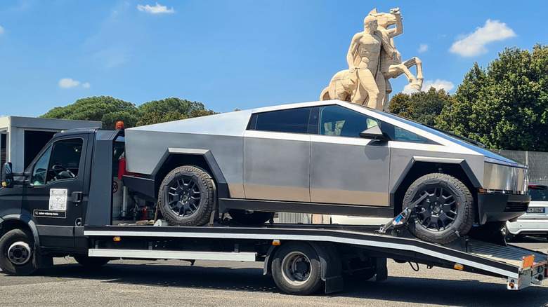 Cybertruck being towed