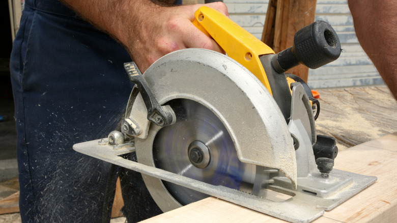 Using circular saw to cut edge off of wood