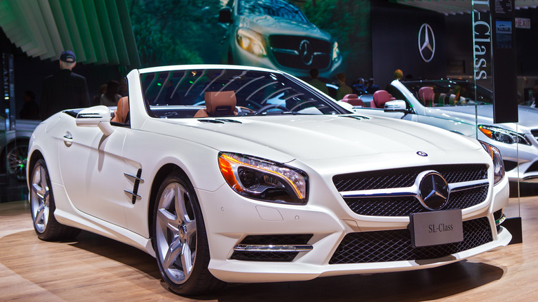 white Mercedes-Benz SL600