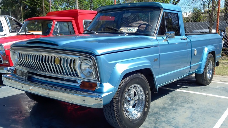 baby blue 1970s Jeep Gladiator pickup