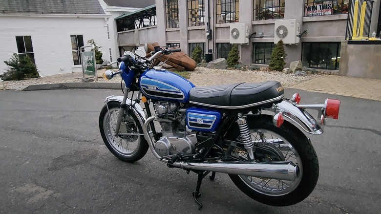 A 1976 Yamaha XS650 on display