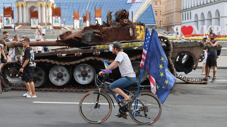 Tank on a street