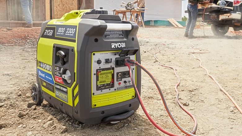 Ryobi generator at worksite