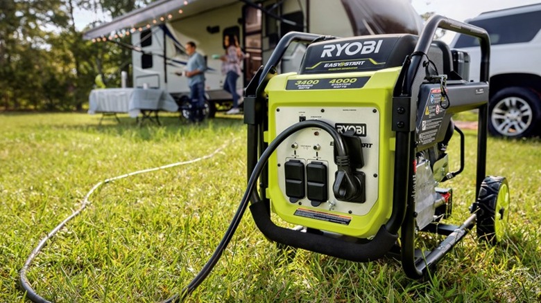 Ryobi generator on grass