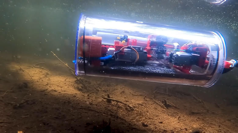 LEGO submarine tested in river